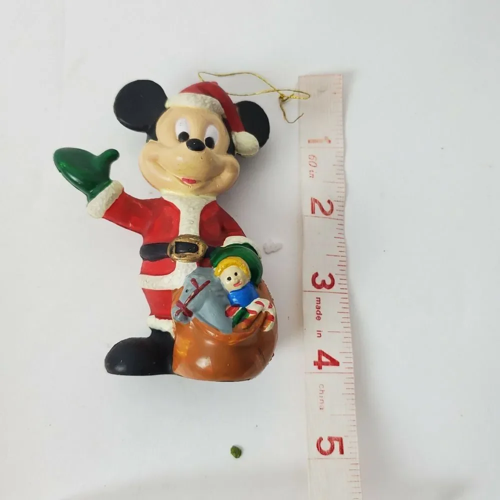 Vintage 80s Mickey Mouse Santa‎ Christmas Ornaments Walt Disney 4